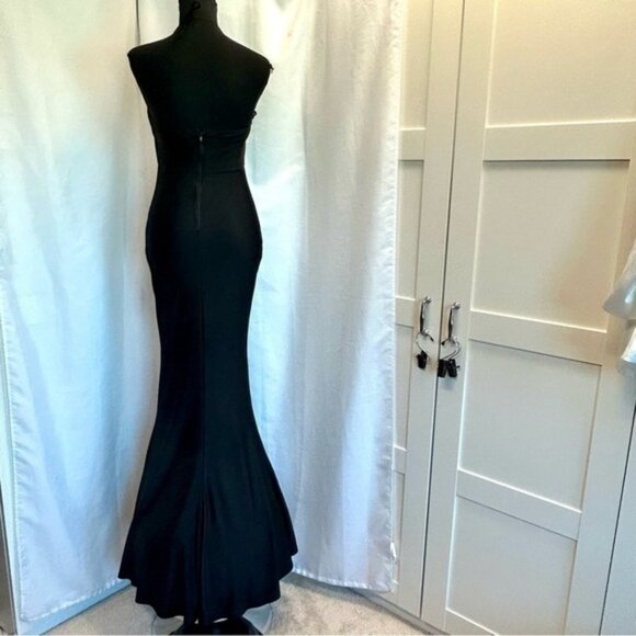 Windsor black sweetheart spaghetti strap cutout front twist mermaid dress Sz M - Picture 7 of 15
